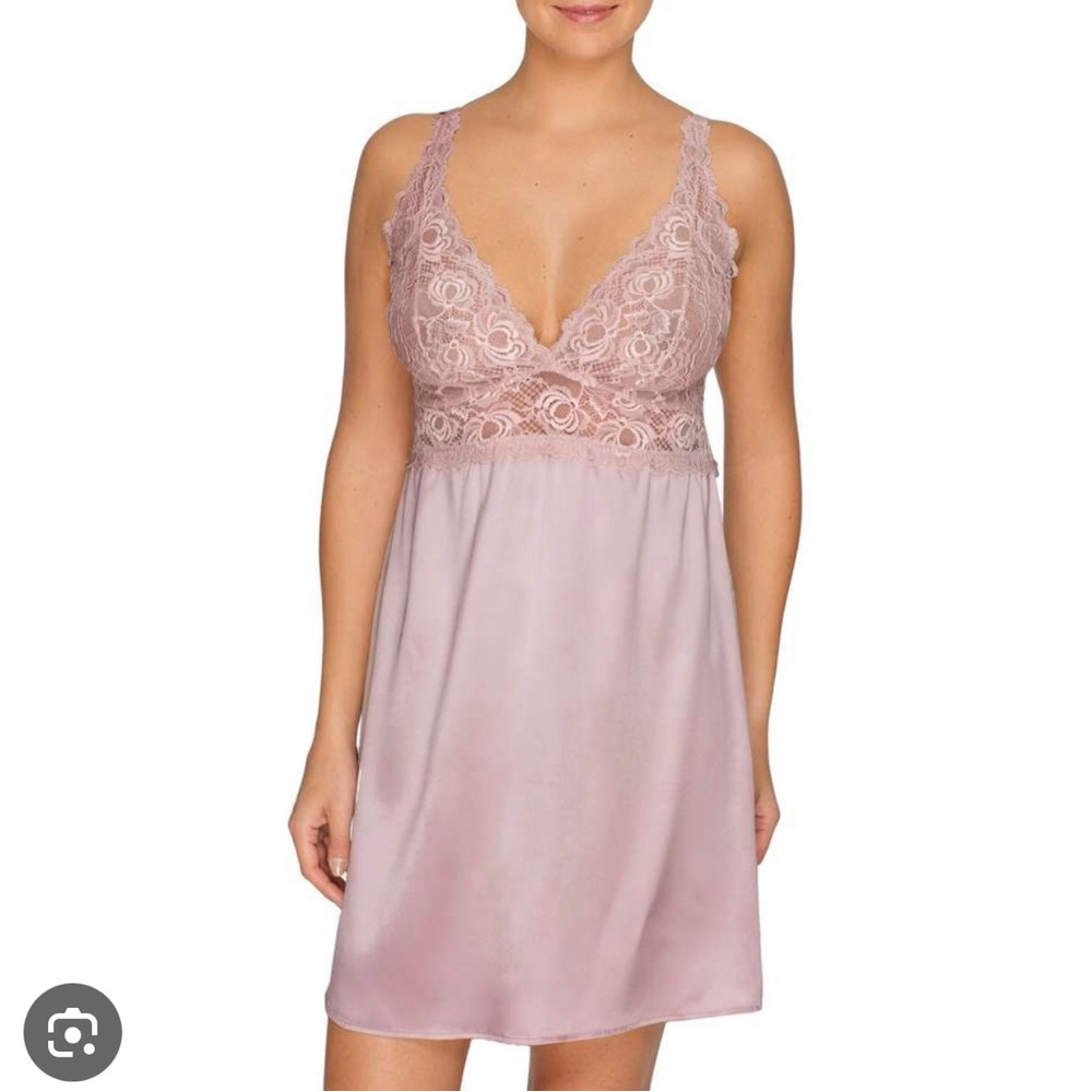BEAUTIFUL SILK Lace Trim Chemise in Soft Pink-Prima Donna